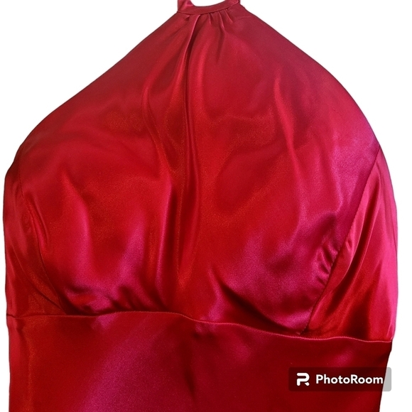 VTG Small Alfred Angelo Red Halter Dress Zippered Back - Picture 4 of 5